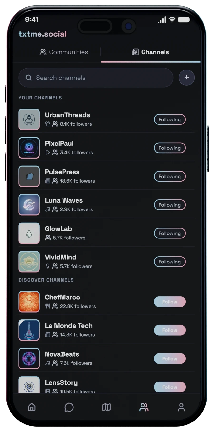 Channels: places and people you follow on purpose