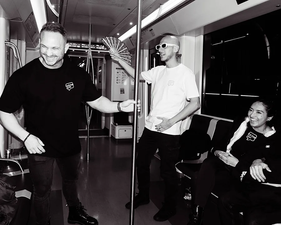 In the tram after midnight